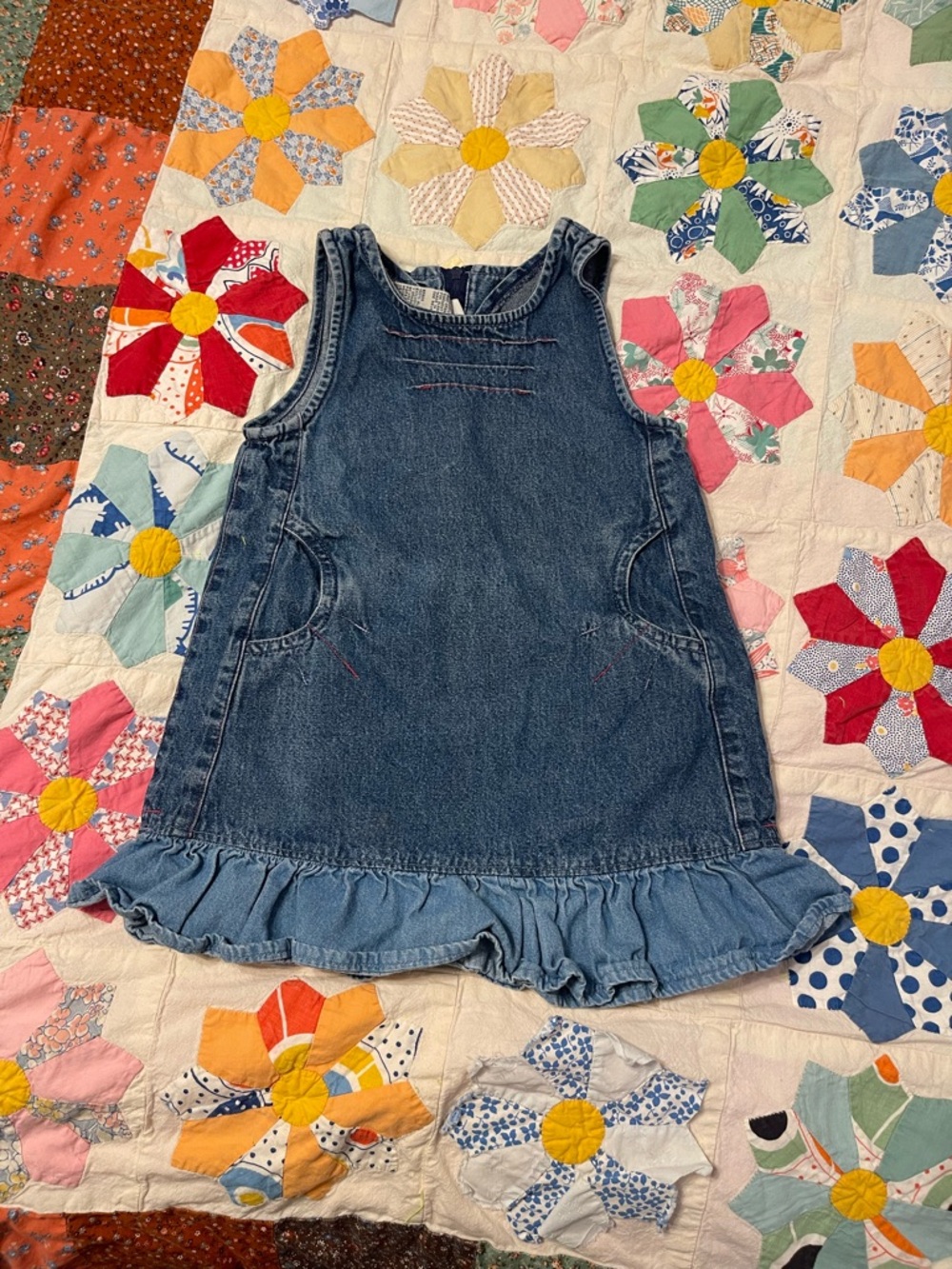 Faded Glory Denim Ruffle-Hem Girls' Jumper Dress - Blue